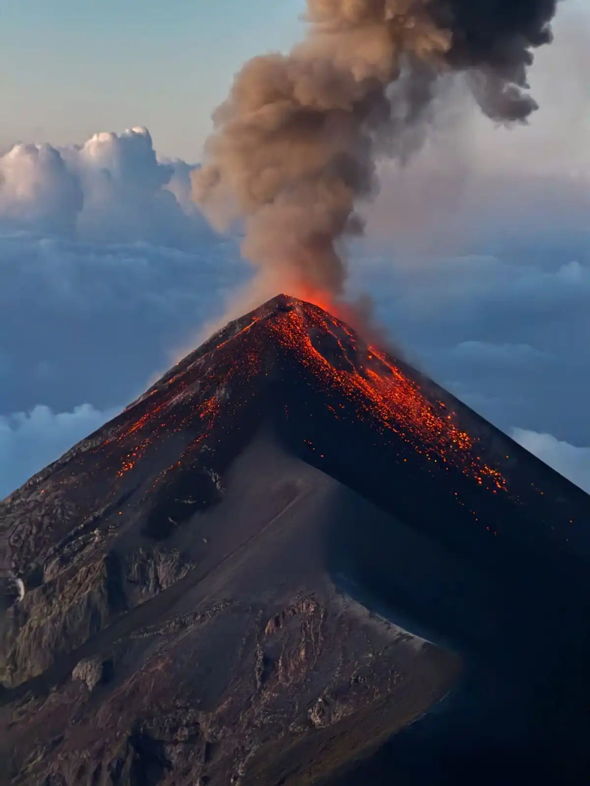 Fuego Volcano erupting